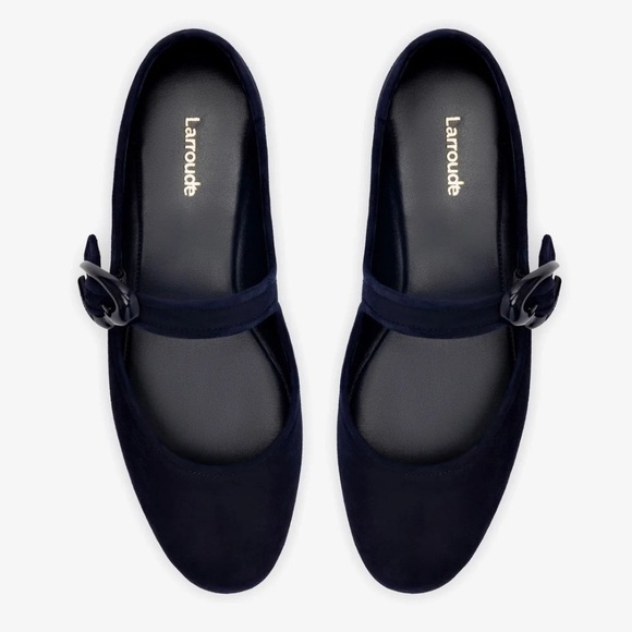 NIB Verona Ballet Flat In Navy Suede by Larroudé - Picture 2 of 6